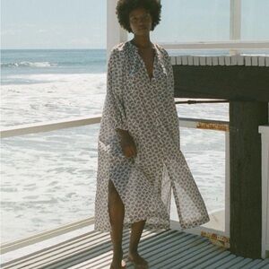 ISO Doen Johanna Dress in Sea Salt Bedford Paisley Medium